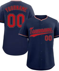 Custom Navy Red-Old Gold Hook Classic Style Authentic Baseball Jersey