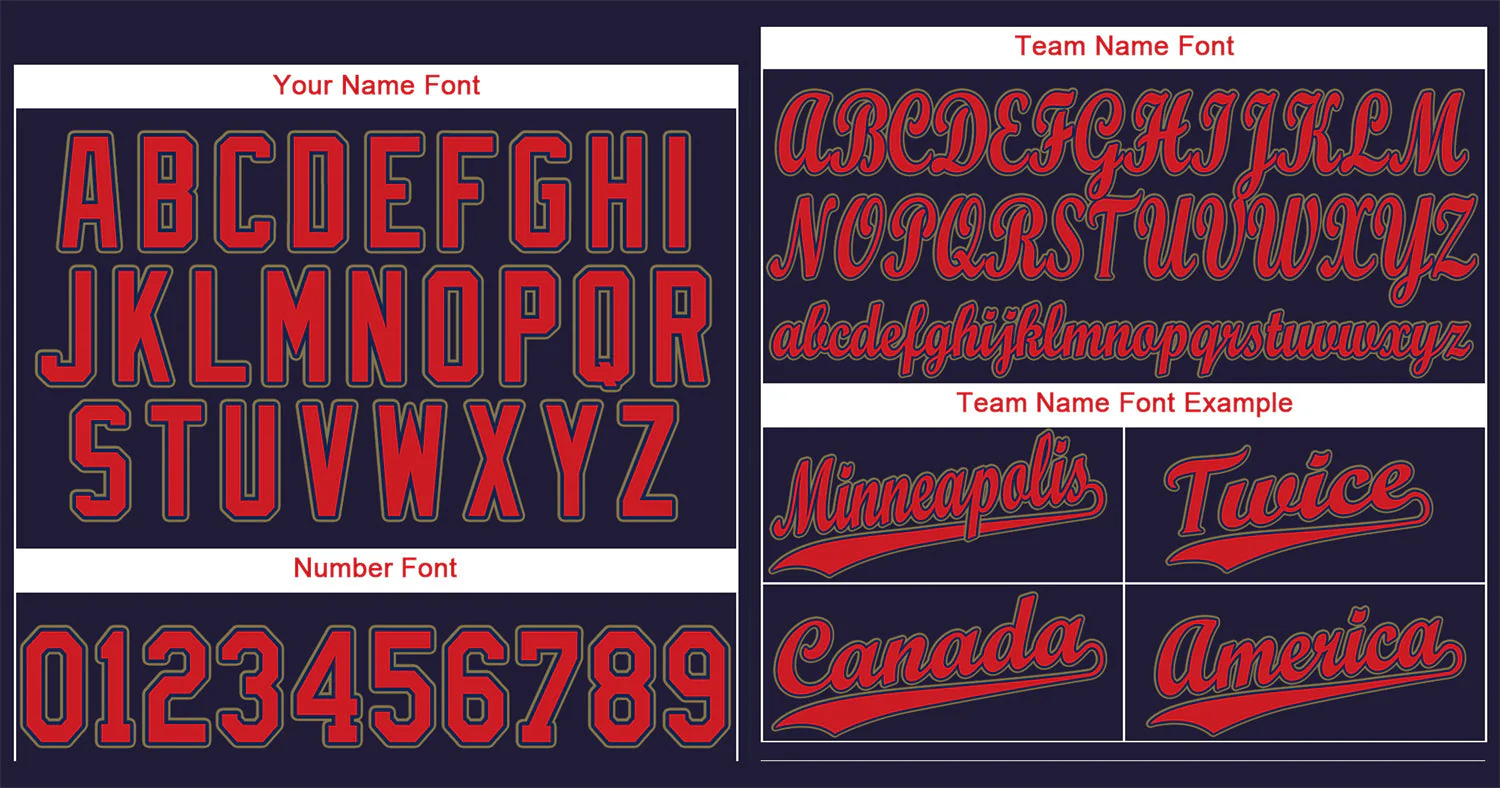 Custom Navy Red-Old Gold Hook Classic Style Authentic Baseball Jersey - Image 3