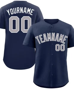 Custom Navy Gray-White Bull Classic Style Authentic Baseball Jersey