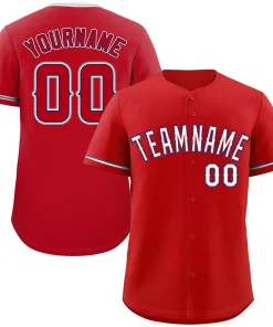 Custom Red White-Navy Bull Classic Style Authentic Baseball Jersey
