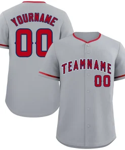 Custom Gray Red-White Bull Classic Style Authentic Baseball Jersey