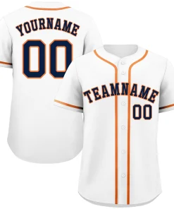 Custom White Navy-Orange Bull Classic Style Authentic Baseball Jersey