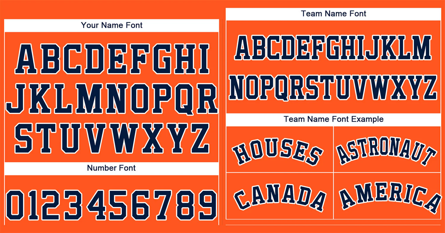 Custom Orange Navy-White Bull Classic Style Authentic Baseball Jersey - Image 3