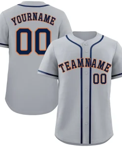 Custom Gray Navy-Orange Bull Classic Style Authentic Baseball Jersey