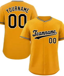 Custom Yellow Black-White Hook Classic Style Authentic Baseball Jersey