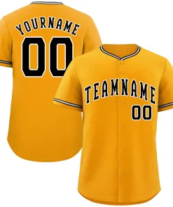 Custom Yellow Black-White Bull Classic Style Authentic Baseball Jersey