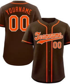 Custom Brown Orange-White Hook Classic Style Authentic Baseball Jersey