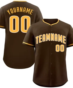 Custom Brown Yellow-White Bull Classic Style Authentic Baseball Jersey