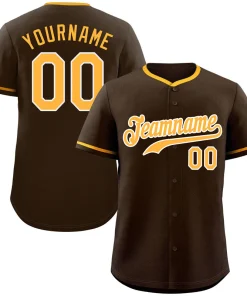Custom Brown Yellow-White Hook Classic Style Authentic Baseball Jersey