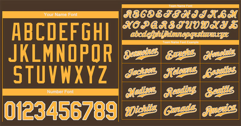 Custom Brown Yellow-White Hook Classic Style Authentic Baseball Jersey - Image 3