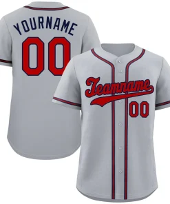 Custom Gray Red-Navy Hook Classic Style Authentic Baseball Jersey