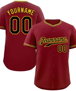 Custom Crimson Black-Gold Hook Classic Style Authentic Baseball Jersey