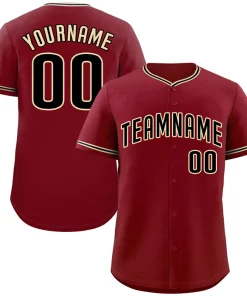 Custom Crimson Black-Cream Bull Classic Style Authentic Baseball Jersey