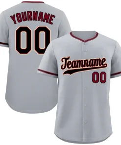 Custom Gray Black-Cream Classic Style Authentic Baseball Jersey