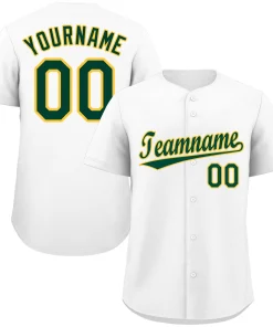 Custom White Green-Gold Classic Style Authentic Baseball Jersey