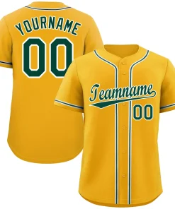 Custom Yellow Green-White Classic Style Authentic Baseball Jersey