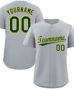 Custom Gray Green-Gold Classic Style Authentic Baseball Jersey