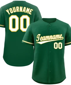 Custom Kelly Green White-Gold Classic Style Authentic Baseball Jersey