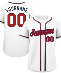 Custom White Red-Navy Classic Style Authentic Baseball Jersey