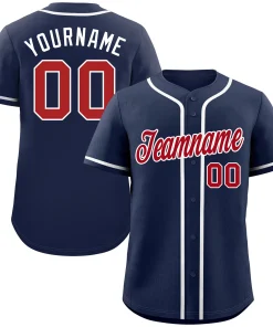 Custom Navy Red-White Classic Style Authentic Baseball Jersey