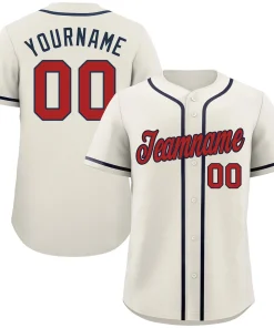 Custom Cream Red-Navy Classic Style Authentic Baseball Jersey