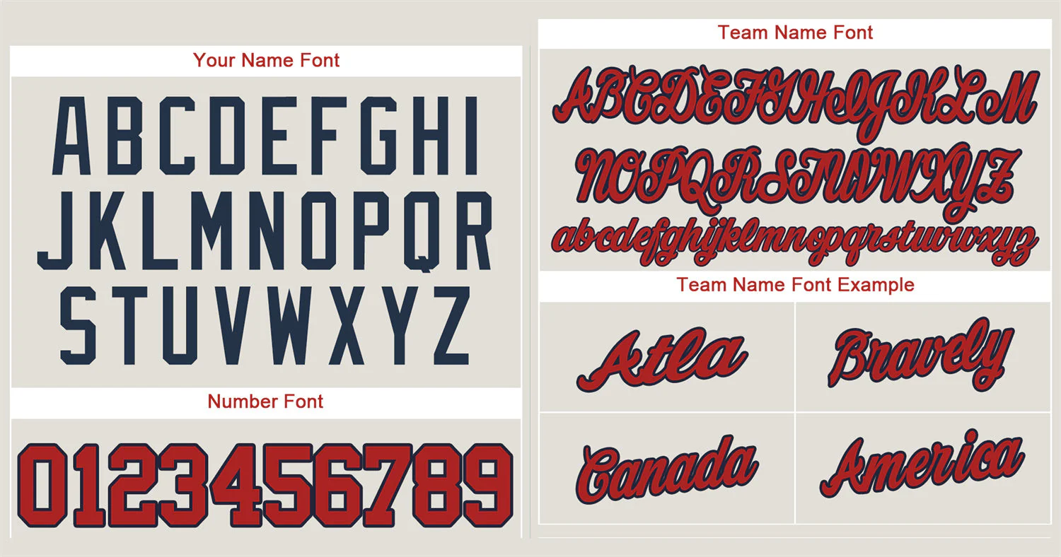 Custom Cream Red-Navy Classic Style Authentic Baseball Jersey - Image 3