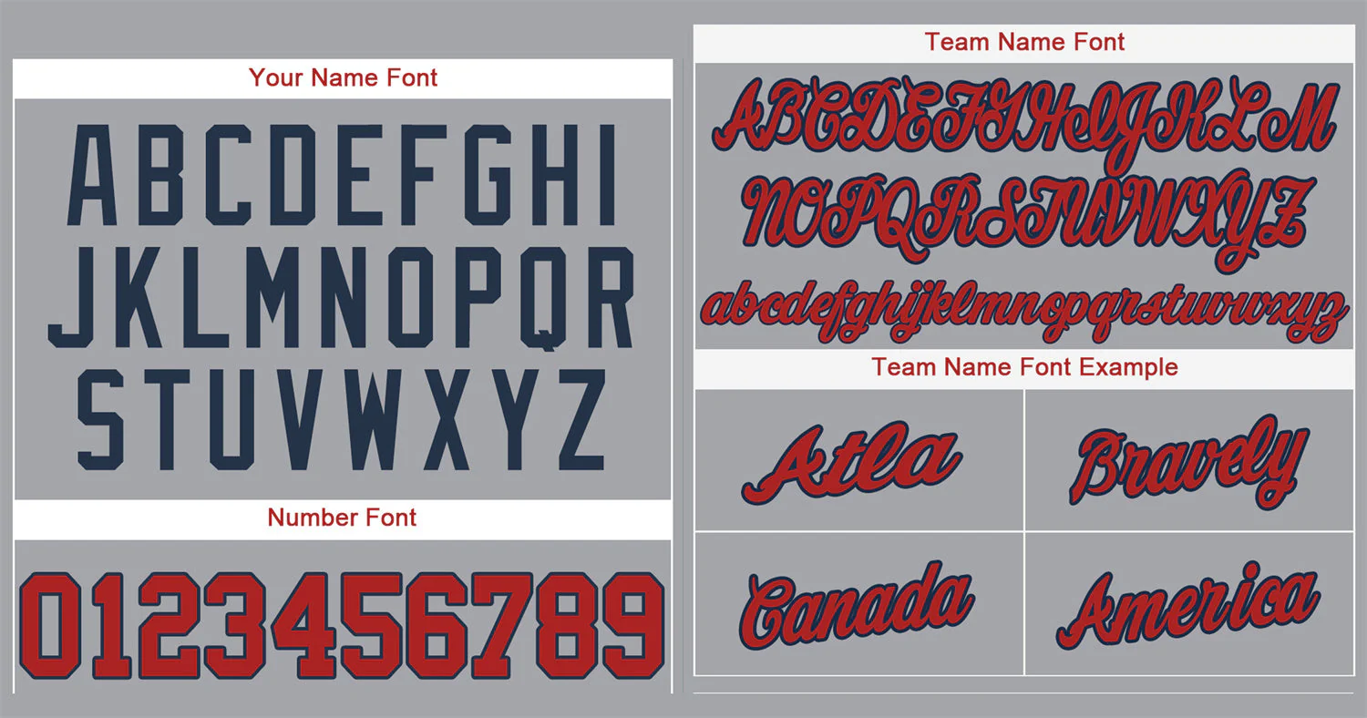 Custom Gray Red-Navy Classic Style Authentic Baseball Jersey - Image 3