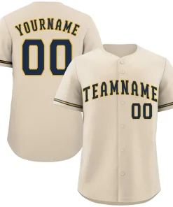 Custom Cream Navy-Gold Classic Style Authentic Baseball Jersey
