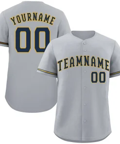 Custom Gray Navy-Gold Classic Style Authentic Baseball Jersey