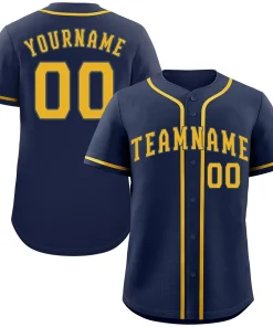 Custom Navy Yellow Classic Style Authentic Baseball Jersey