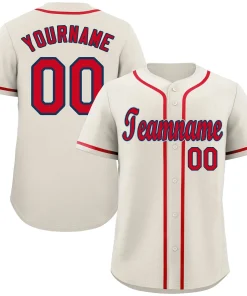 Custom Cream Red-Navy Classic Style Authentic Baseball Jersey