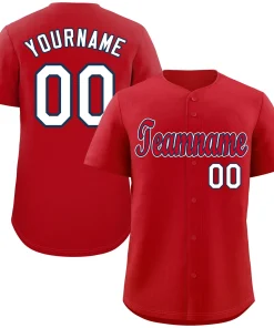 Custom Red White-Navy Classic Style Authentic Baseball Jersey