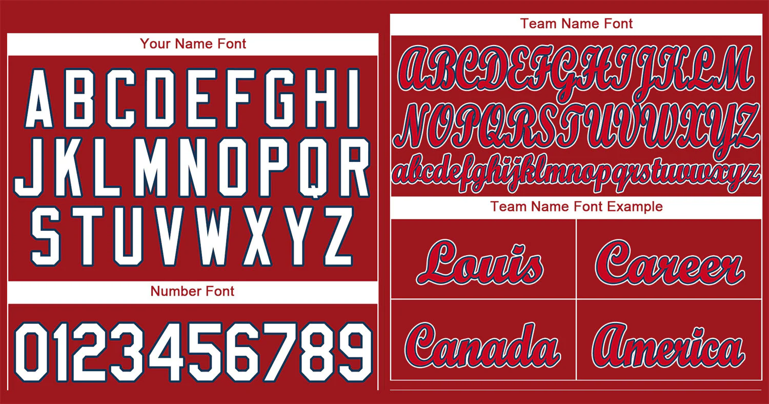 Custom Red White-Navy Classic Style Authentic Baseball Jersey - Image 3