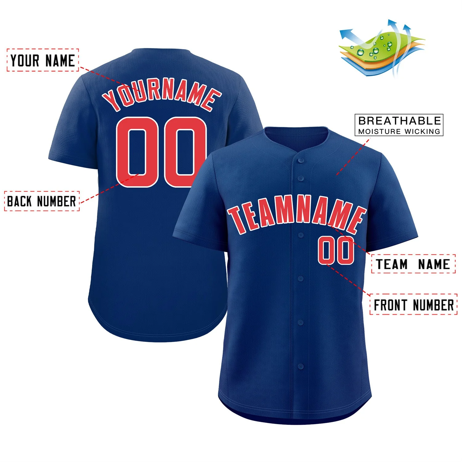 Custom Royal Red-White Classic Style Authentic Baseball Jersey - Image 2