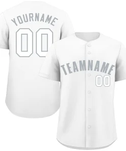 Custom White Gray-White Classic Style Authentic Baseball Jersey