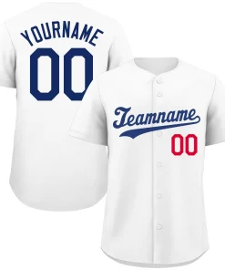 Custom White Royal-Red Classic Style Authentic Baseball Jersey