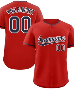 Custom Red Navy-White Classic Style Authentic Baseball Jersey
