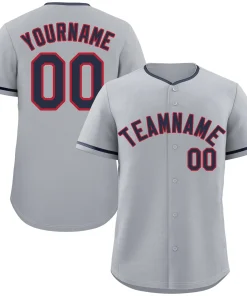Custom Gray Navy-Red Classic Style Authentic Baseball Jersey