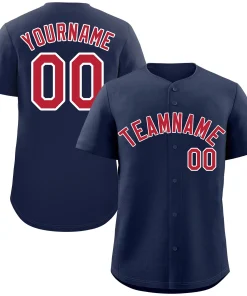 Custom Navy Red-White Classic Style Authentic Baseball Jersey