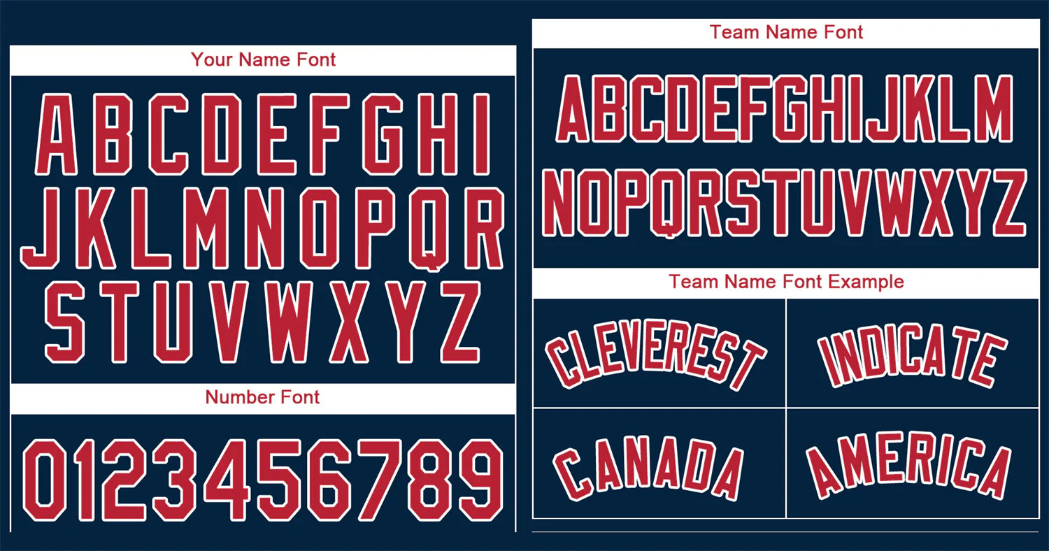Custom Navy Red-White Classic Style Authentic Baseball Jersey - Image 3