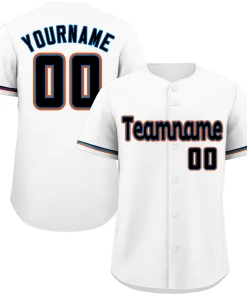 Custom White Powder Blue-Orange Classic Style Authentic Baseball Jersey