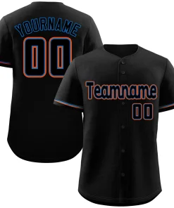 Custom Black Powder Blue-Orange Classic Style Authentic Baseball Jersey