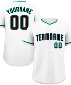 Custom White Black-Aqua Classic Style Authentic Baseball Jersey