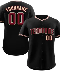 Custom Black Crimson-Cream Classic Style Authentic Baseball Jersey