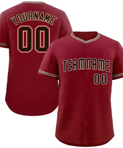 Custom Crimson Black-Cream Classic Style Authentic Baseball Jersey