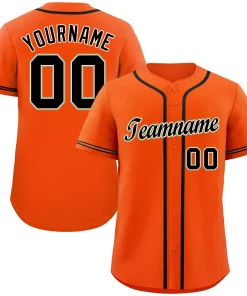Custom Orange Black-Old Gold Classic Style Authentic Baseball Jersey