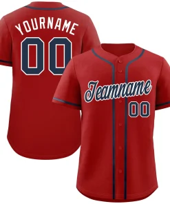 Custom Red Navy-White Classic Style Authentic Baseball Jersey