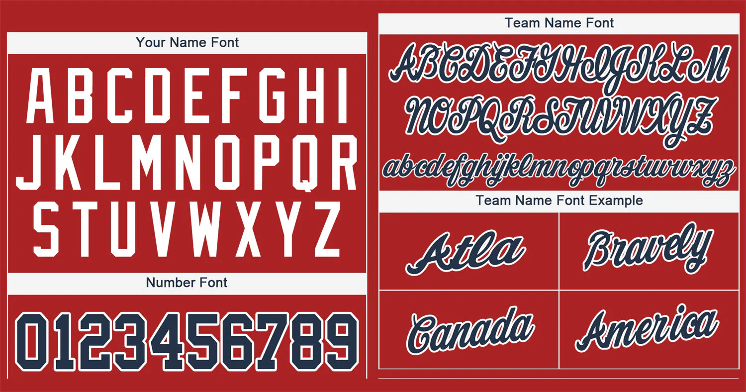 Custom Red Navy-White Classic Style Authentic Baseball Jersey - Image 3