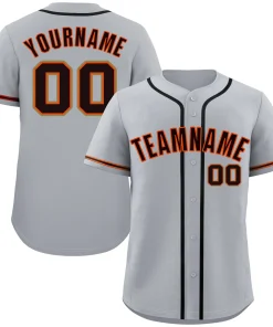 Custom Gray Black-Orange Classic Style Authentic Baseball Jersey