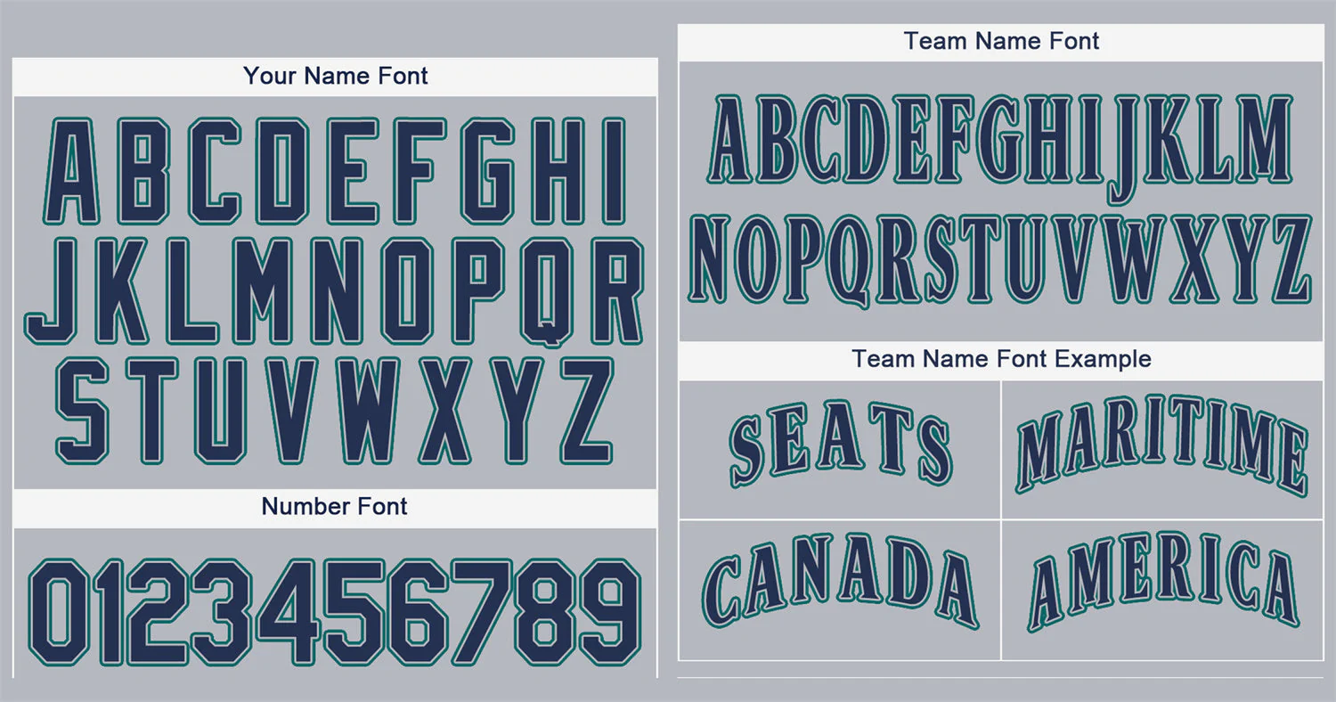 Custom Gray Navy-Aqua Classic Style Authentic Baseball Jersey - Image 3